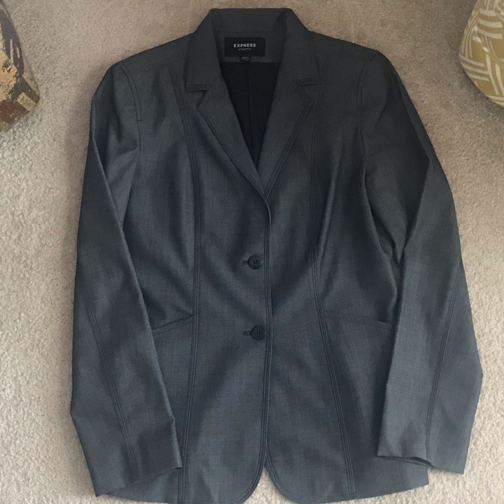 Express Black Denim Print Blazer